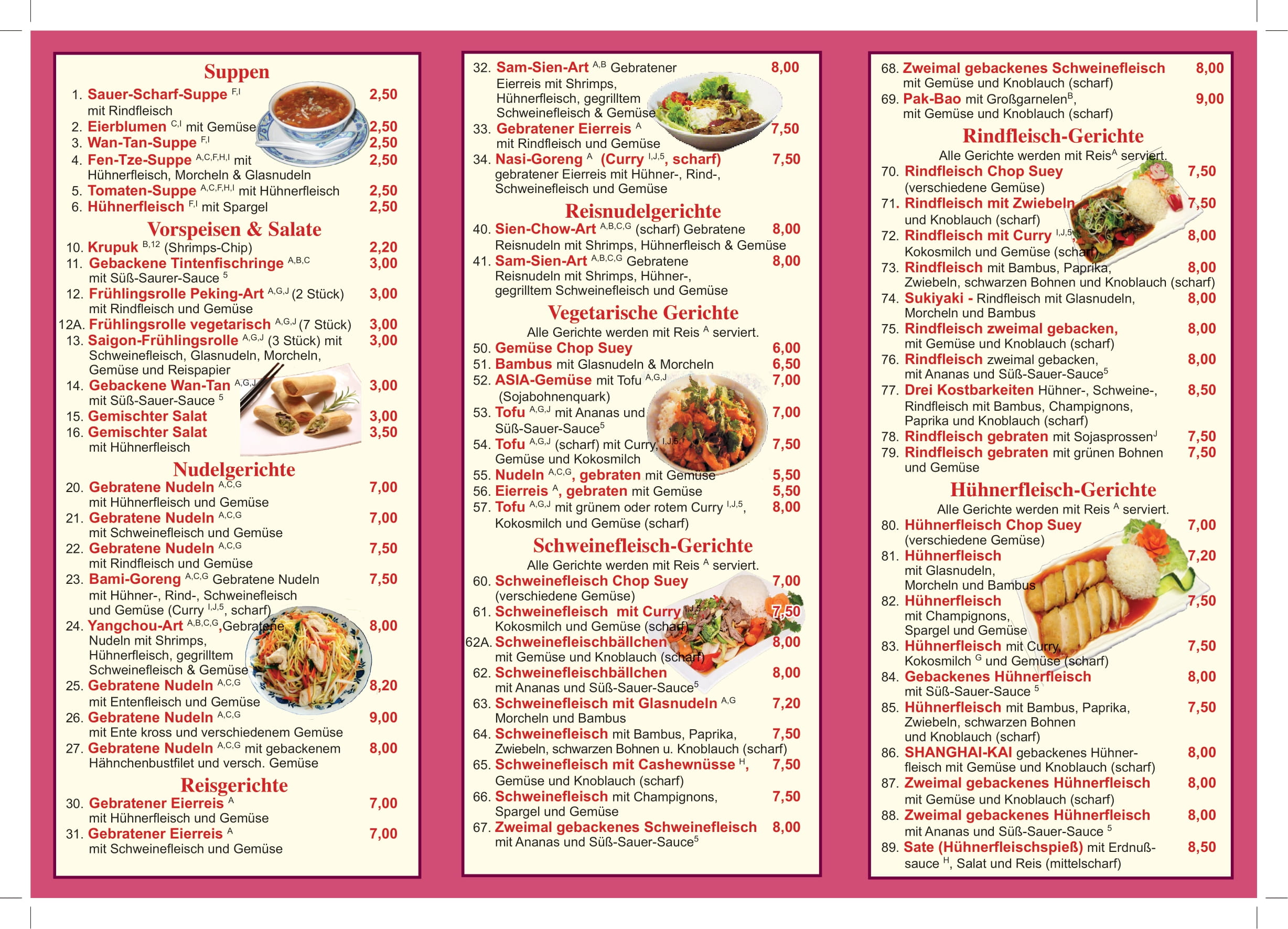 Speisekarte Seite 1